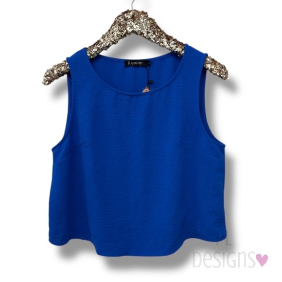 Royalamp Cropped Blue Sleeveless Top Tank Top Royal Blue NWT - Picture 1 of 3